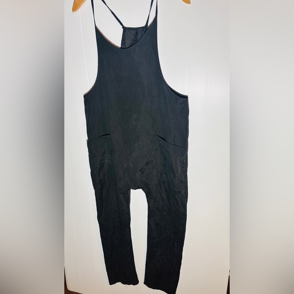 Pants - Black Slouchy Drop Crotch Jumpsuit Minimalist